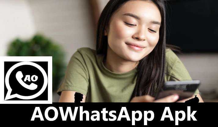 Girl Smiling and using AOWhatsApp Apk