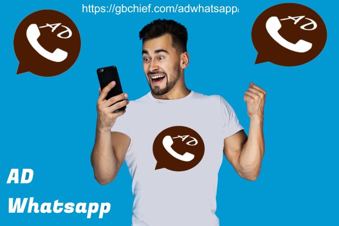 Excited man using ADWhatsapp on android phone